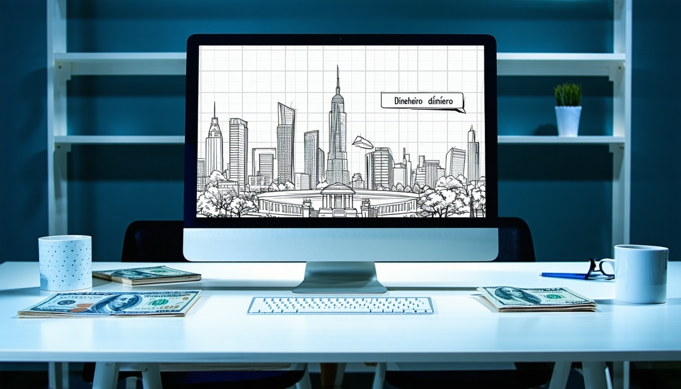 Ilustração de dinheiro digital e empreendedorismo